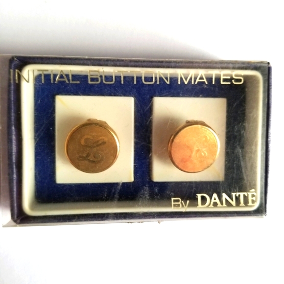 Vintage button mates by Dante button covers initial monogram gold tone - Picture 1 of 7